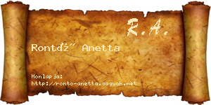 Rontó Anetta névjegykártya